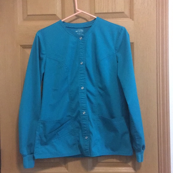 Cherokee Luxe Snap Front Warm Up Jacket in teal - Picture 2 of 5